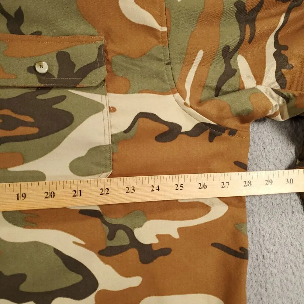 Poncho Shirt Mens Large 2XL Camo Magnetic Pockets Button Up Premium Soft Regular - Picture 3 of 8